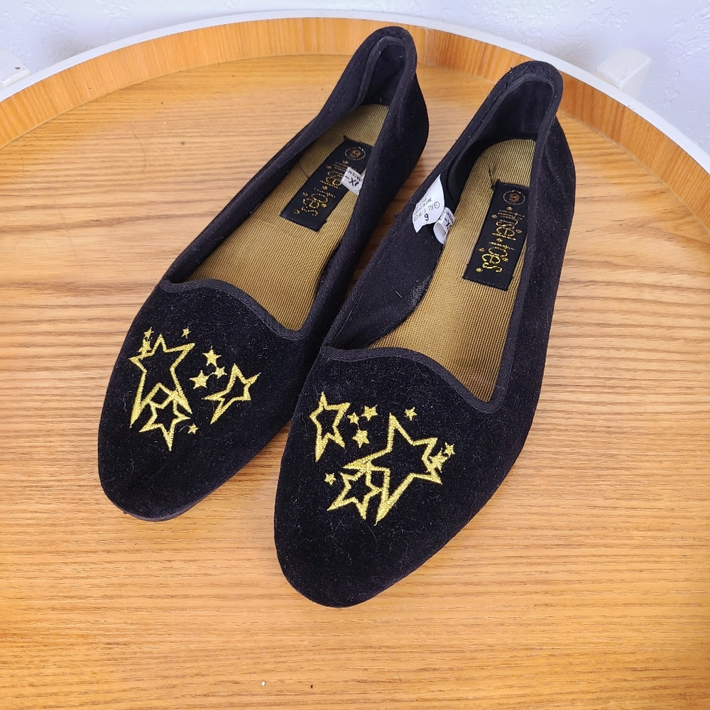 MARKED DOWN~~~Tinsel Toes Black Star Loafers-Smoking Slippers